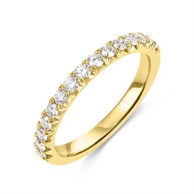 18ct Yellow Gold French Pave Set Diamond Half Eternity Ring 0.50ct thumbnail