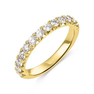 18ct Yellow Gold French Pave Set Diamond Half Eternity Ring 0.75ct thumbnail