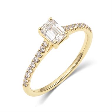 18ct Yellow Gold Emerald Cut Diamond Solitaire Engagement Ring 0.50ct thumbnail