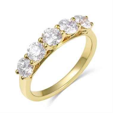 18ct Yellow Gold Diamond Five Stone Half Eternity Ring 1.50ct thumbnail
