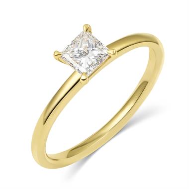 18ct Yellow Gold Princess Cut Diamond Solitaire Engagement Ring 0.50ct thumbnail