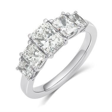 Platinum Five Stone Radiant Diamond Ring 1.70ct thumbnail