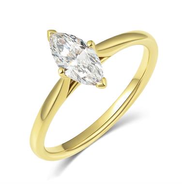 18ct Yellow Gold Marquise Diamond Engagement Ring 0.70ct thumbnail