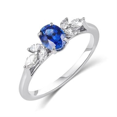 Platinum Sapphire and Diamond Engagement Ring 0.90ct thumbnail