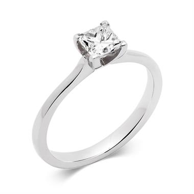 Platinum Princess Cut Diamond Solitaire Engagement Ring 0.70ct thumbnail