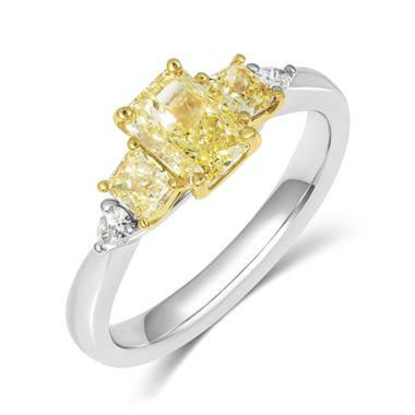 Platinum Yellow Radiant Diamond Five Stone Engagement Ring thumbnail