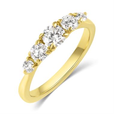 18ct Yellow Gold Five Stone Diamond Engagement Ring 0.80ct thumbnail