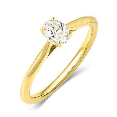 18ct Yellow Gold Oval Diamond Solitaire Engagement Ring 0.40ct thumbnail