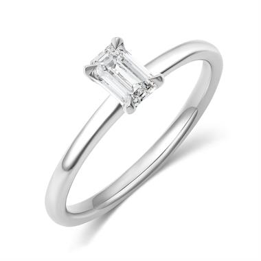 Platinum Emerald Cut Diamond Solitaire Engagement Ring 0.50ct thumbnail