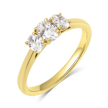 18ct Yellow Gold Oval Diamond Three Stone Engagement Ring 0.60ct thumbnail