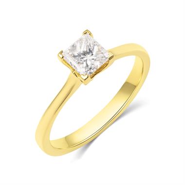 18ct Yellow Gold Princess Cut Diamond Solitaire Engagement Ring 0.70ct thumbnail