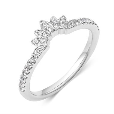 Platinum Diamond Set Shaped Band thumbnail