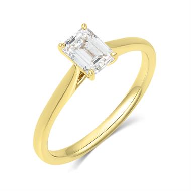 18ct Yellow Gold Emerald Cut Diamond Solitaire Engagement Ring 0.70ct thumbnail