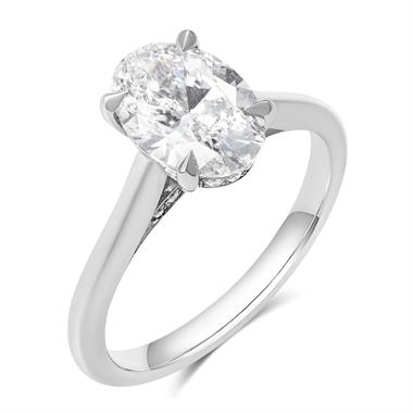 Platinum Oval Diamond Solitaire Engagement Ring 1.61ct thumbnail