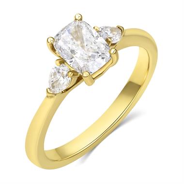 18ct Yellow Gold Three Stone Cushion Diamond Engagement Ring 1.26ct thumbnail