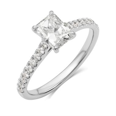 Platinum Radiant Cut Diamond Solitaire Engagement Ring 1.26ct thumbnail
