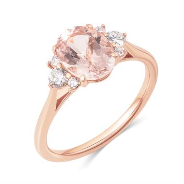 18ct Rose Gold Morganite and Diamond Ring 1.60ct thumbnail