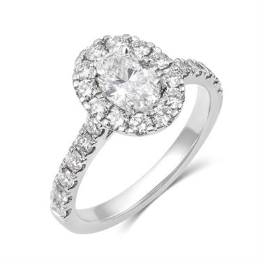 Platinum Oval Diamond Halo Engagement Ring 1.54ct thumbnail