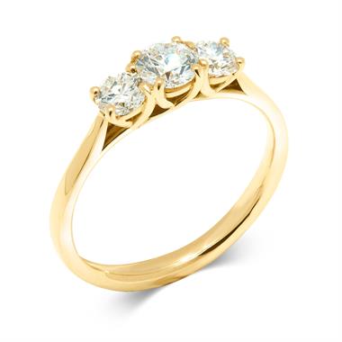 18ct Yellow Gold Diamond Three Stone Engagement Ring 0.80ct thumbnail