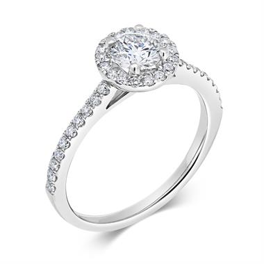Platinum Diamond Halo Engagement Ring 0.85ct thumbnail
