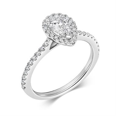 Platinum Pear Shape Diamond Halo Engagement Ring 0.85ct thumbnail