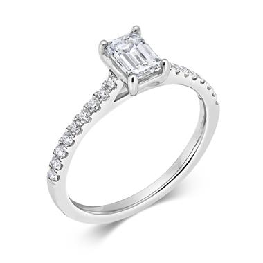 Platinum Emerald Cut Diamond Solitaire Engagement Ring 0.75ct thumbnail