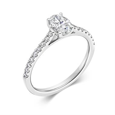 Platinum Oval Diamond Solitaire Engagement Ring 0.75ct thumbnail