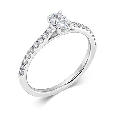 Platinum Oval Diamond Solitaire Engagement Ring 0.58ct thumbnail