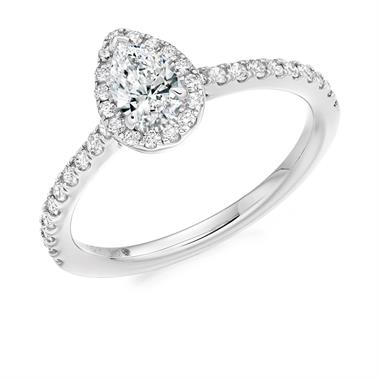 Platinum Pear Shape Diamond Halo Engagement Ring 0.60ct thumbnail