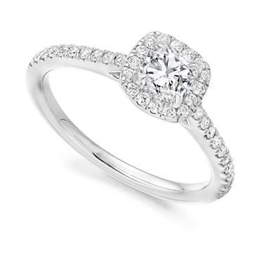 Platinum Cushion Cut Diamond Halo Engagement Ring 0.58ct thumbnail
