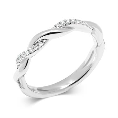Platinum Plait Design Diamond Set Wedding Ring 0.14ct thumbnail