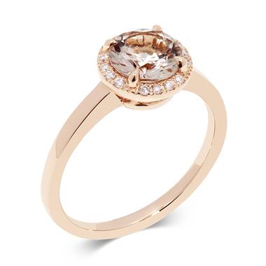 Camellia 18ct Rose Gold Morganite and Diamond Dress Ring thumbnail