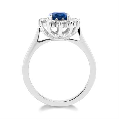18ct White Gold Oval Sapphire and Diamond Cluster Engagement Ring thumbnail