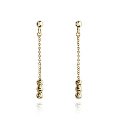 18ct Yellow Gold Faceted Bead Drop Earrings thumbnail