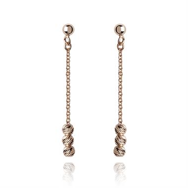 18ct Rose Gold Faceted Bead Drop Earrings thumbnail