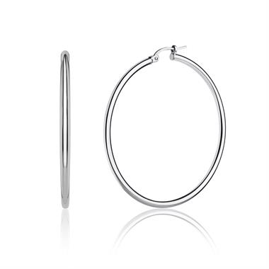18ct White Gold Hoop Earrings 44mm thumbnail