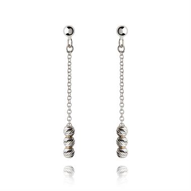 18ct White Gold Faceted Bead Drop Earrings thumbnail