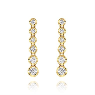 18ct Yellow Gold Diamond Drop Earrings thumbnail