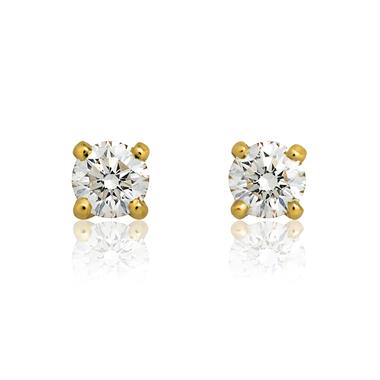 18ct Yellow Gold Diamond Solitaire Stud Earrings 0.25ct thumbnail