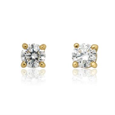 18ct Yellow Gold Diamond Solitaire Stud Earrings 0.40ct thumbnail