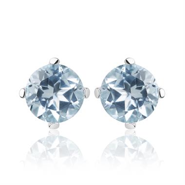 18ct White Gold Blue Topaz Solitaire Stud Earrings thumbnail