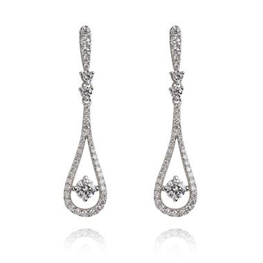 18ct White Gold Diamond Teardrop Earrings thumbnail