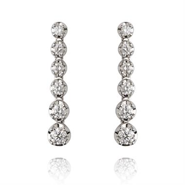 18ct White Gold Diamond Drop Earrings 20mm thumbnail