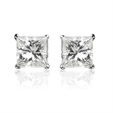 18ct White Gold Princess Cut Diamond Solitaire Stud Earrings 0.80ct thumbnail