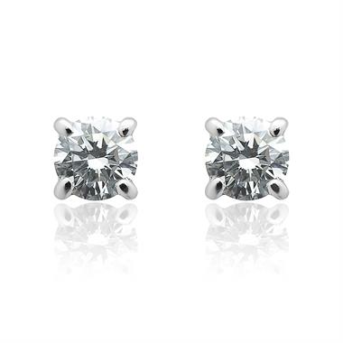 18ct White Gold Classic Design Diamond Solitaire Stud Earrings 0.33ct thumbnail