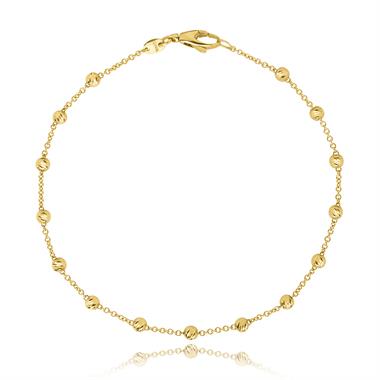 18ct Yellow Gold Faceted Bead Detail Station Bracelet  thumbnail