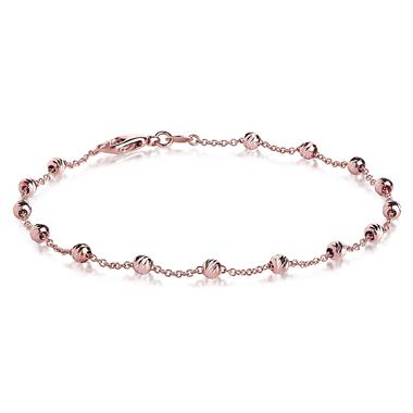 18ct Rose Gold Faceted Bead Detail Station Bracelet  thumbnail