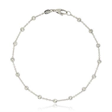18ct White Gold Faceted Bead Detail Station Bracelet  thumbnail
