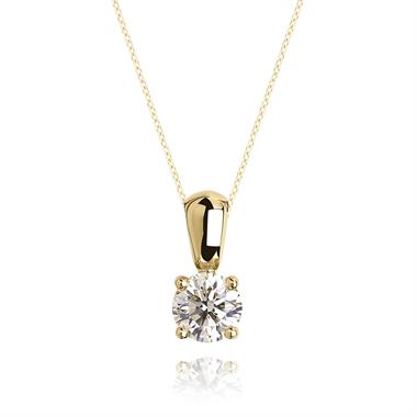 18ct Yellow Gold Classic Design Diamond Solitaire Pendant 0.33ct thumbnail