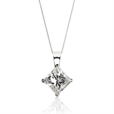 18ct White Gold Princess Cut Diamond Solitaire Pendant 0.25ct thumbnail